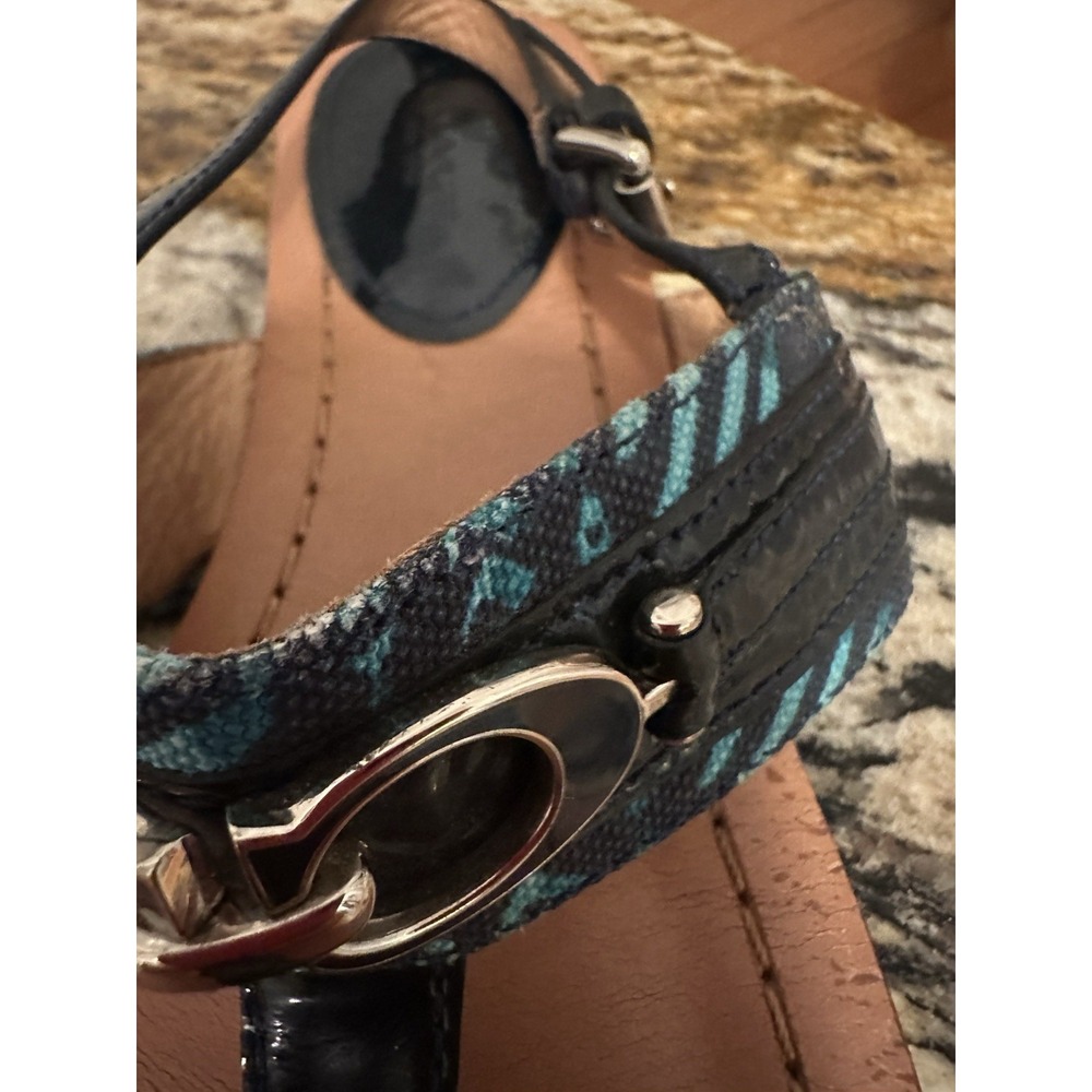 Coach Sammy Thong/flip Flop Sandals 8.5 Blue Pattern Summer Chic - Picture 6 of 13